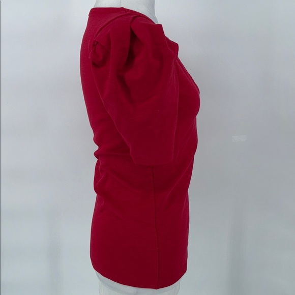 Free People Women’s Puff Sleeve Red V Neck Size Small - Picture 6 of 9